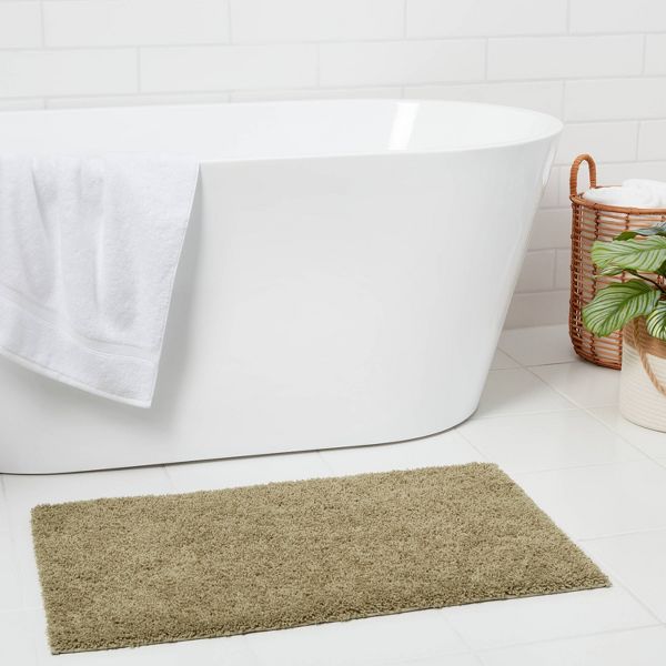 20"x34" Antimicrobial Bath Rug Aqua - Threshold™: Machine Washable, Latex Backed, Tufted Polyester