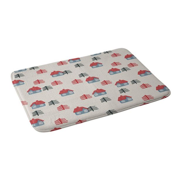 Alisa Galitsyna Christmas Eve Memory Foam Bath Rug White - Deny Designs: Holiday Bathroom Decor, Abstract Microfiber Mat