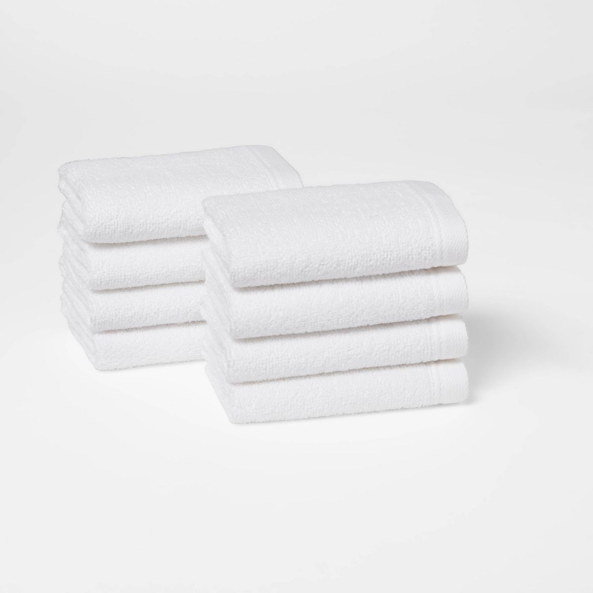 8pk Antimicrobial Washcloth Set White - Room Essentials™: Midweight Cotton Terry, Machine Washable