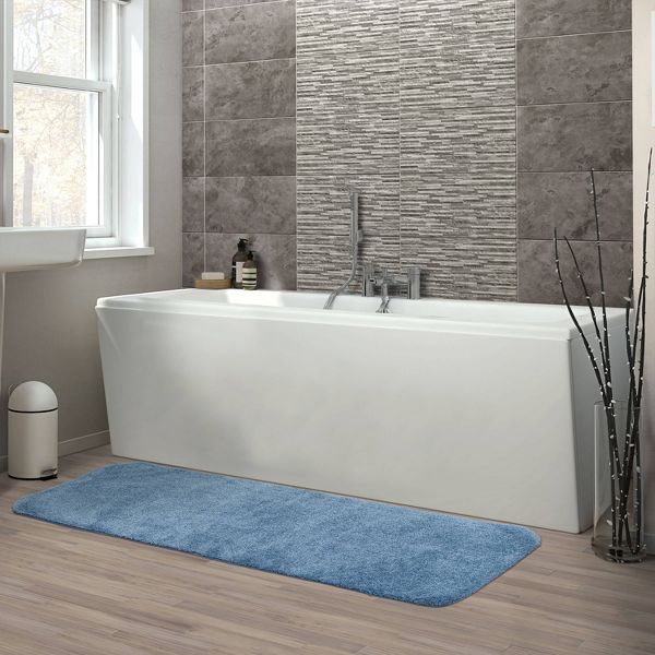 22"x60" Traditional Plush Nylon Washable Bath Rug Basin Blue - Garland Rug