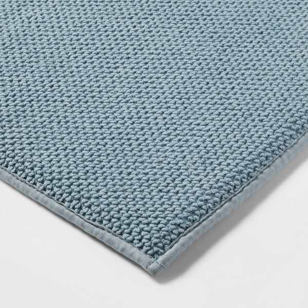 20"x34" Performance Plus Cotton Memory Foam Bath Rug Aqua - Threshold™: Woven, Machine Washable, OEKO-TEX Certified