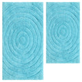 Knightsbridge Stylish And Comfortable Traditional Echo Design 2 PC Cotton Bath Rug Set 20"x30" & 24"x40" Stone