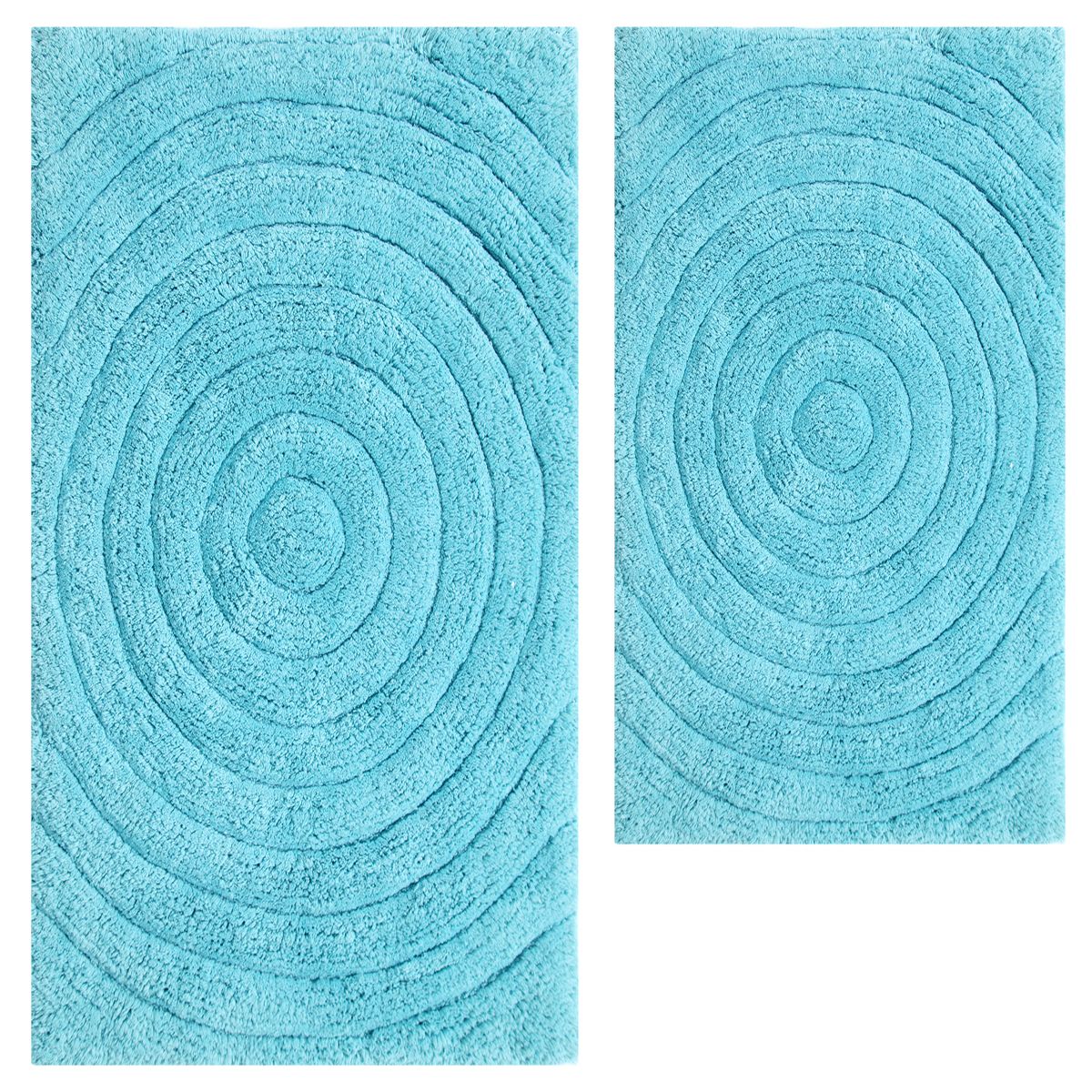 Knightsbridge Stylish And Comfortable Traditional Echo Design 2 PC Cotton Bath Rug Set 20"x30" & 24"x40" Stone