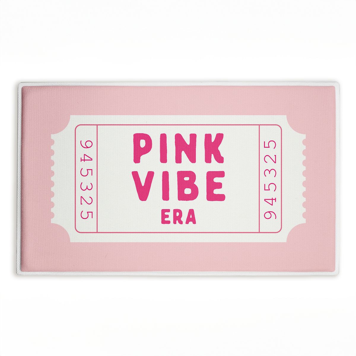 Pink Vibe Era Ticket Printed Plush Bathroom Floor Mat, 30" x 18", Made in USA, Ready for Hanging, By Lettered and Lined