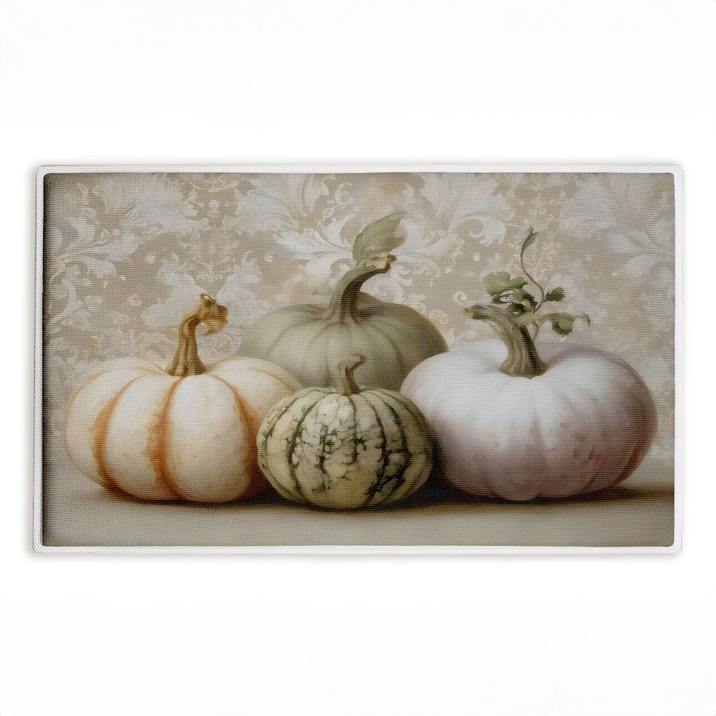 Pastel Pumpkins & Gourds Harvest Printed Plush Bathroom Floor Mat, 30" x 18", Made in USA, Ready for Hanging, By Arlington Prints
