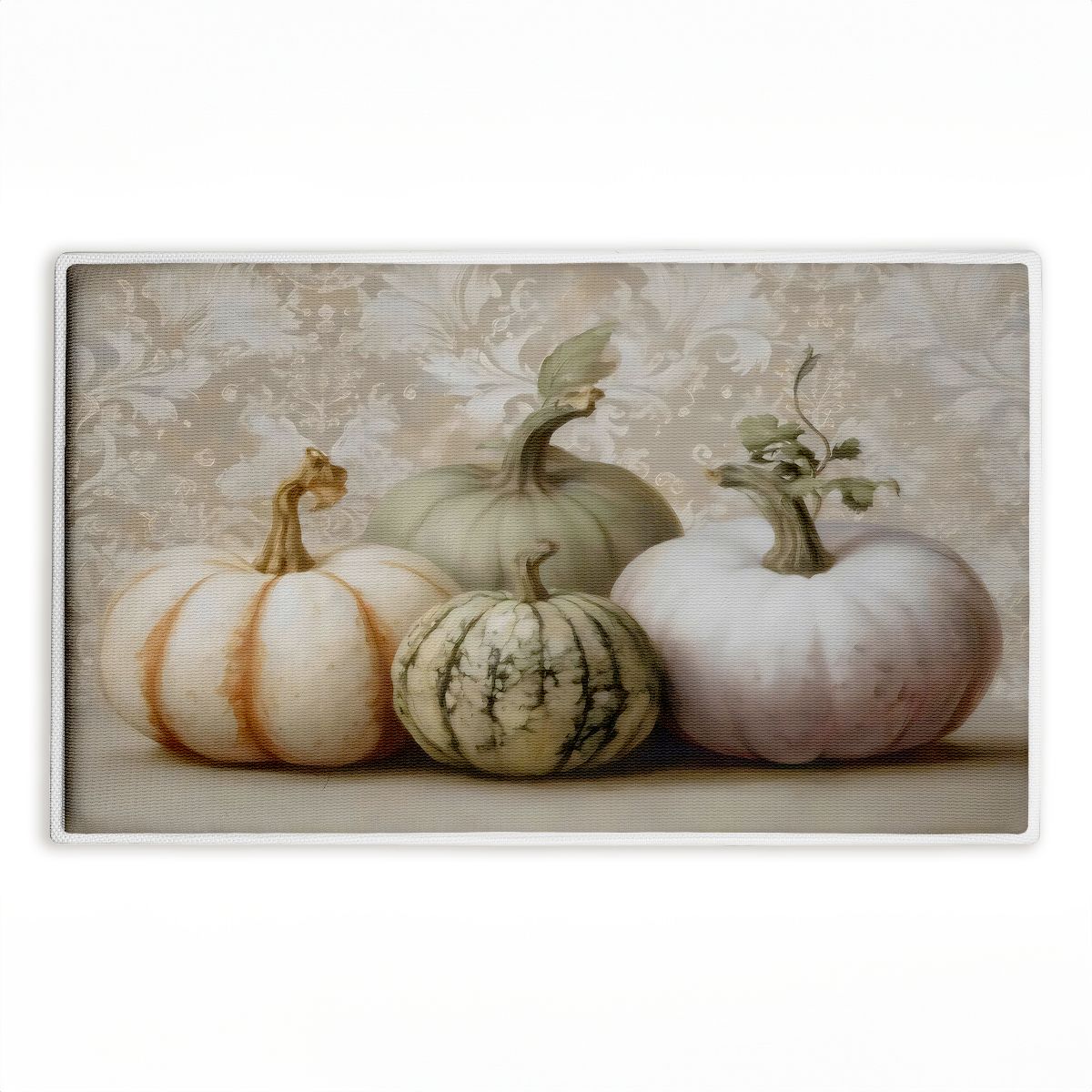 Pastel Pumpkins & Gourds Harvest Printed Plush Bathroom Floor Mat, 30" x 18", Made in USA, Ready for Hanging, By Arlington Prints