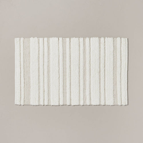 20"x32" Chunky Stripe Bath Rug Cream/Taupe - Hearth & Hand™ with Magnolia: Cotton Woven, Machine Washable, No Backing