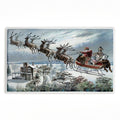 Santa Sleigh over Farmhouse Printed Plush Bathroom Floor Mat, 30" x 18", Made in USA, Ready for Hanging, By Arlington Prints