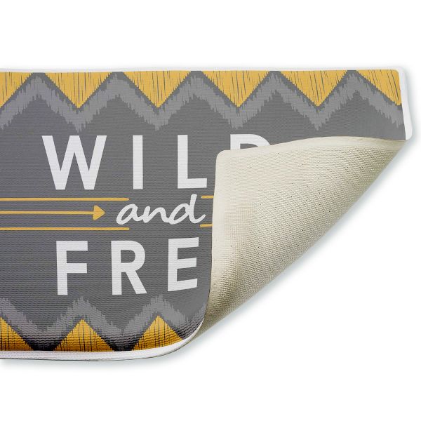 Desert Boho Wild & Free Printed Plush Bathroom Floor Mat, 30" x 18", Made in USA, Ready for Hanging, By Alison Tauber