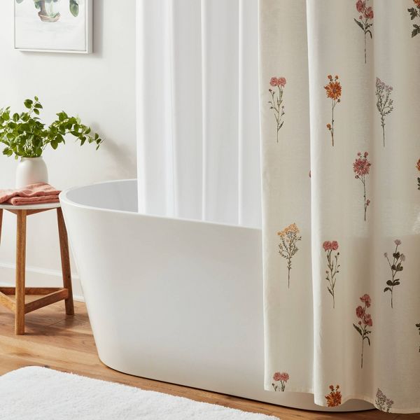71"x71" RPET Fabric Mid Weight Shower Liner White - Threshold™: Mildew Resistant, Machine Washable, Grommet Top