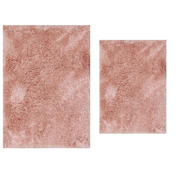 Elegance Bathroom Rugs 2 Piece Set, Plush Quick Dry Microfiber Bath Mats with Rubber Backing, Absorbent and Washable, 17x24 + 20x32, Coral