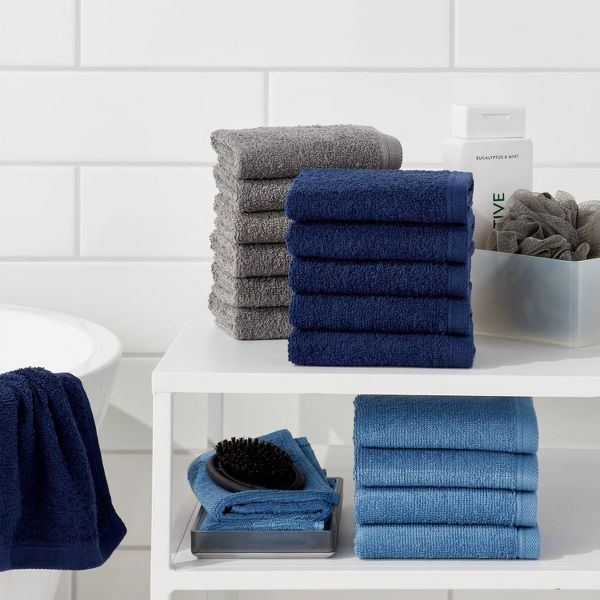 18pk Everyday Washcloths Blue/Gray - Room Essentials™