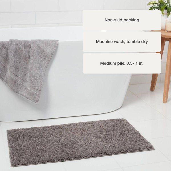 20"x34" Antimicrobial Bath Rug Aqua - Threshold™: Machine Washable, Latex Backed, Tufted Polyester