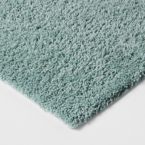 20"x34" Antimicrobial Bath Rug Aqua - Threshold™: Machine Washable, Latex Backed, Tufted Polyester