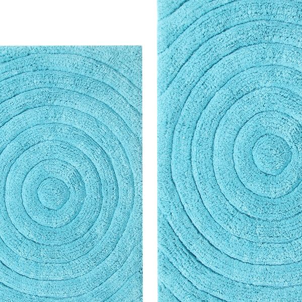 Knightsbridge Stylish And Comfortable Traditional Echo Design 2 PC Cotton Bath Rug Set 20"x30" & 24"x40" Stone
