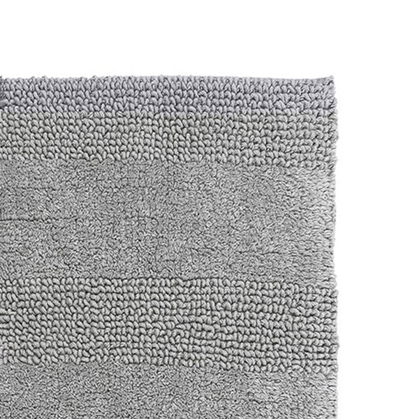 Knightsbridge Stylish And Comfortable All Season Traditional Wide Cut Design Cotton Bath Rug 21" X 34" Silver