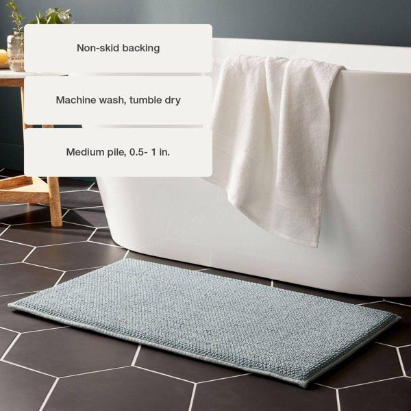20"x34" Performance Plus Cotton Memory Foam Bath Rug Aqua - Threshold™: Woven, Machine Washable, OEKO-TEX Certified