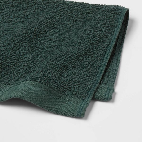 8pk Antimicrobial Washcloth Set Dark Green - Room Essentials™: Cotton Terry, Midweight, Machine Washable, Oeko-Tex Certified
