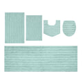 Elegance 5 Piece Bathroom Rug Set, Plush Microfiber Bath Mats, Rubber Backing, 20x20 Contour, 18x18 Lid Cover, 20x32, 24x40, 21x54, Turquoise