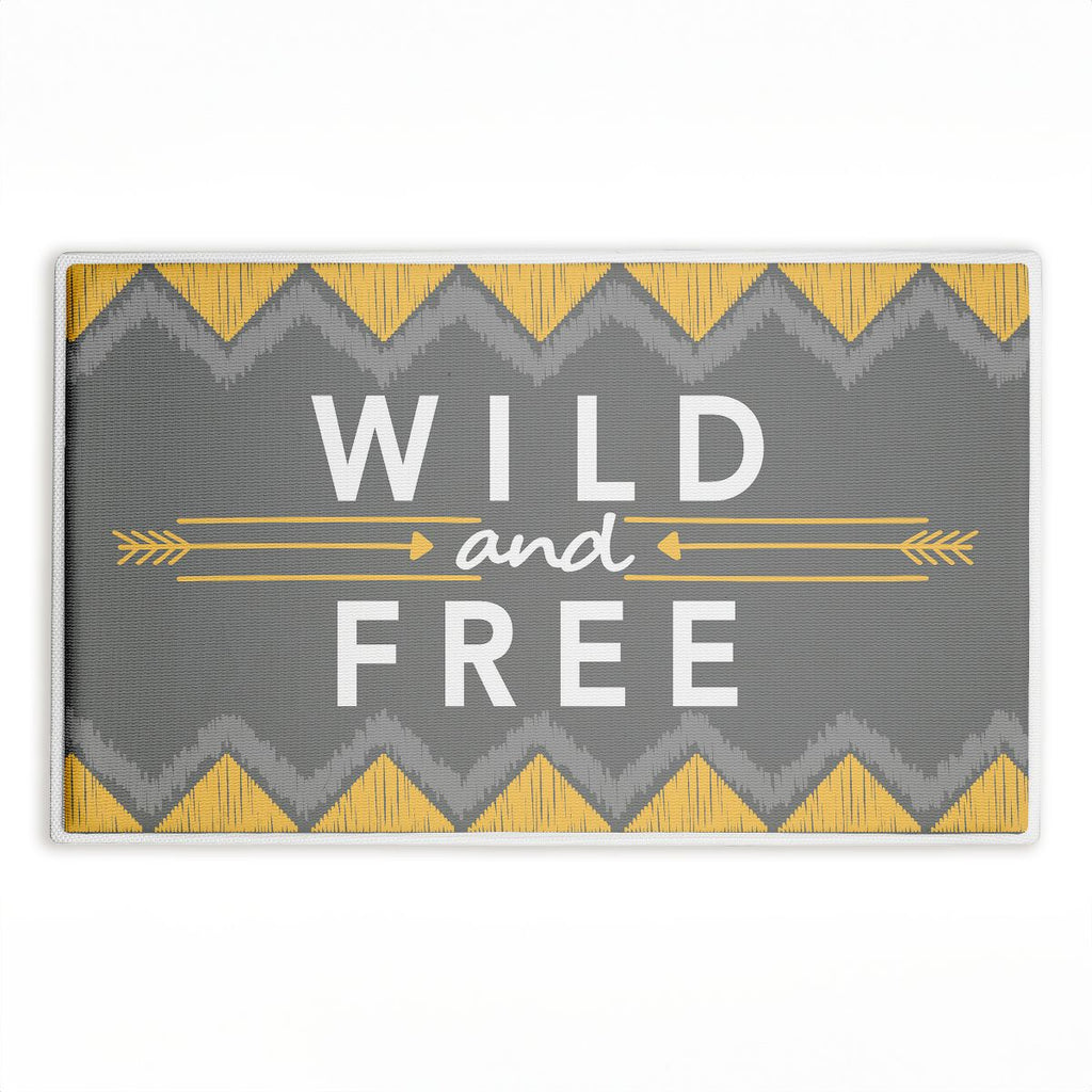 Desert Boho Wild & Free Printed Plush Bathroom Floor Mat, 30" x 18", Made in USA, Ready for Hanging, By Alison Tauber
