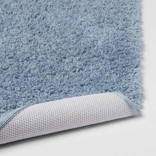 20"x34" Antimicrobial Bath Rug Aqua - Threshold™: Machine Washable, Latex Backed, Tufted Polyester