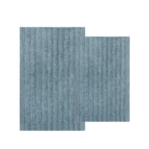 Royal 2 Piece Bathroom Rug Set, Plush Quick-Dry Microfiber Bath Mats, Absorbent, Washable, Rubber Backing, 20x32, 24x40, Blue