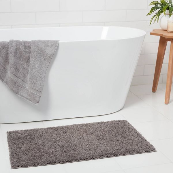 20"x34" Antimicrobial Bath Rug Aqua - Threshold™: Machine Washable, Latex Backed, Tufted Polyester