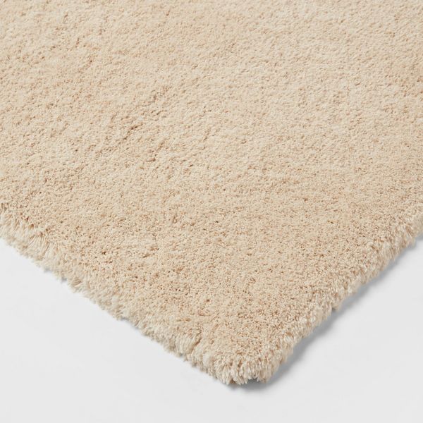 21"x34" Spa Plush Bath Rug Almond - Threshold™: Machine Washable, Tufted Polyester, Latex Backing