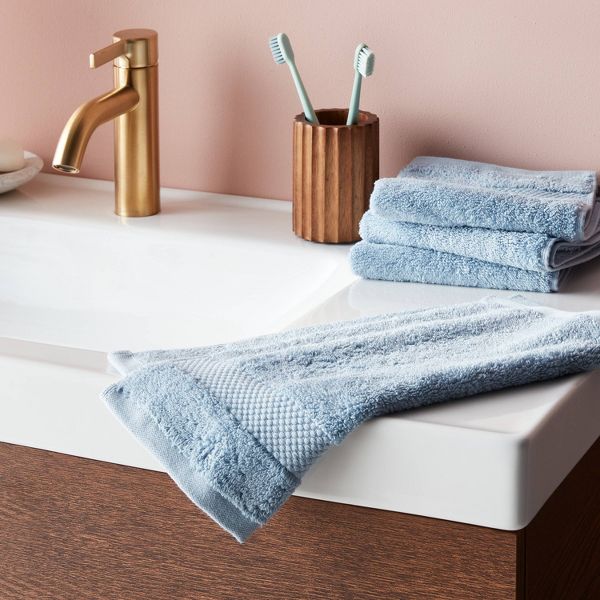 4pc Performance Plus Washcloths Light Blue - Threshold™: Cotton Terry, Fade-Resistant, 550 GSM