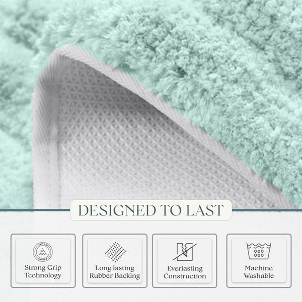 Elegance 5 Piece Bathroom Rug Set, Plush Microfiber Bath Mats, Rubber Backing, 20x20 Contour, 18x18 Lid Cover, 20x32, 24x40, 21x54, Turquoise