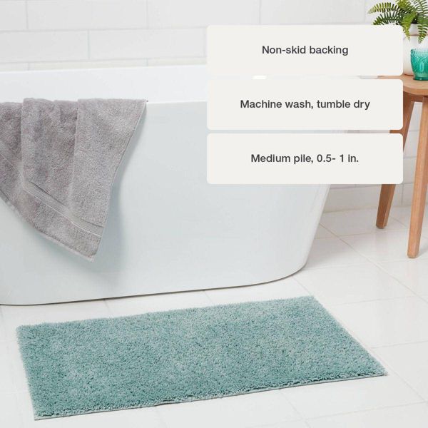 20"x34" Antimicrobial Bath Rug Aqua - Threshold™: Machine Washable, Latex Backed, Tufted Polyester
