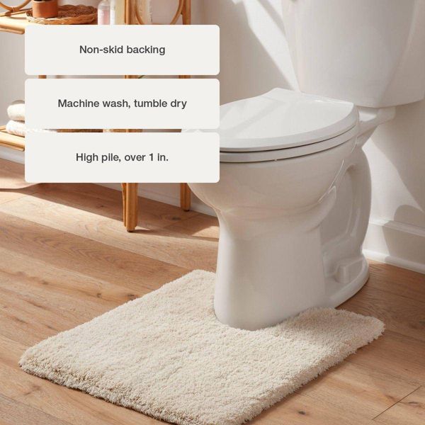 Spa Plush Contour Bath Rug Almond - Threshold™: Luxury High Pile, Non-Skid, Heavyweight, Machine Made, Tufted Design