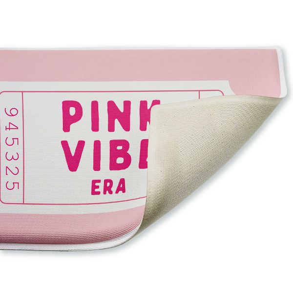 Pink Vibe Era Ticket Printed Plush Bathroom Floor Mat, 30" x 18", Made in USA, Ready for Hanging, By Lettered and Lined