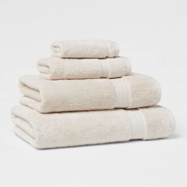 Total Fresh Antimicrobial Hand Towel Tan - Threshold™: 100% Cotton, Low Lint, Machine Washable, Terry Cloth