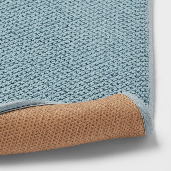 20"x34" Performance Plus Cotton Memory Foam Bath Rug Aqua - Threshold™: Woven, Machine Washable, OEKO-TEX Certified
