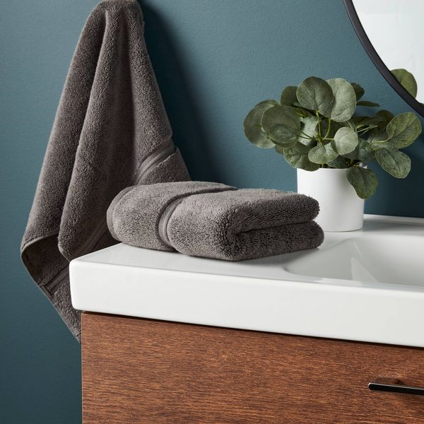 2pk Spa Plush Hand Towel Set Dark Gray - Threshold™