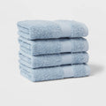 4pc Performance Plus Washcloths Light Blue - Threshold™: Cotton Terry, Fade-Resistant, 550 GSM