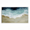 Aerial Beachscape Impression Printed Plush Bathroom Floor Mat, 30" x 18", Made in USA, Ready for Hanging, By Yvette St. Amant