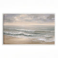Rolling Waves Lapping Shore Printed Plush Bathroom Floor Mat, 30" x 18", Made in USA, Ready for Hanging, By Jacky Ngan