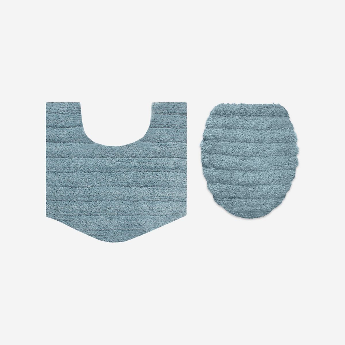 Elegance 2 Piece Bathroom Rug Set, Plush Quick-Dry Microfiber Bath Mats, Washable, Rubber Backing, 20x20 Contour, 18x18 Lid Cover, Blue