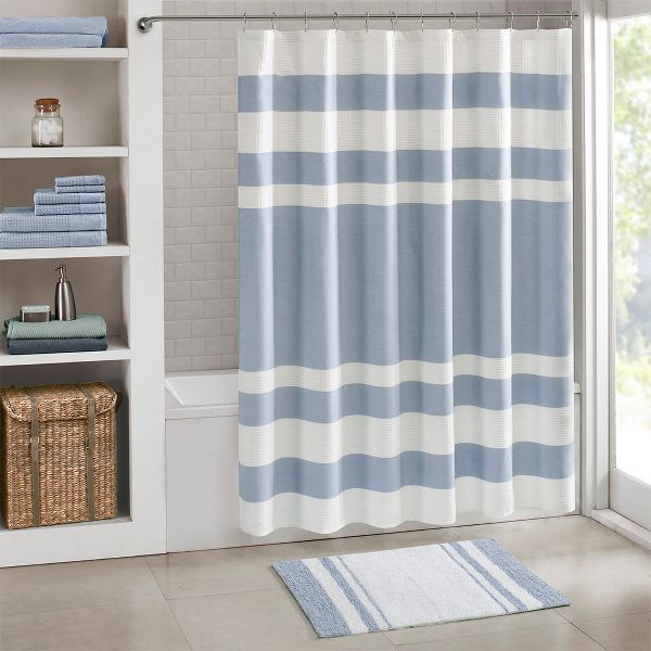 20x30 Inch Reversible Cotton Bath Rug Striped Design Absorbent Luxurious Soft Pile with Loop Border for Bathroom