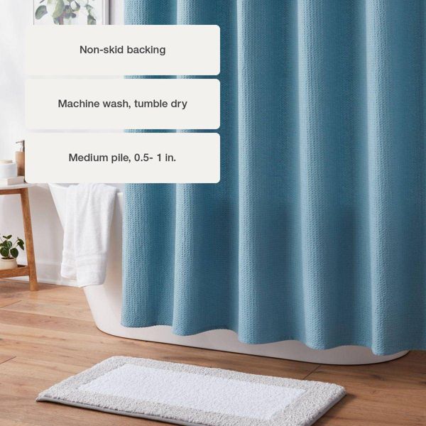 20"x34" Fluffy Border Memory Foam Bath Rug Gray - Threshold™