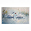 Twin Swan Reflections Printed Plush Bathroom Floor Mat, 30" x 18", Made in USA, Ready for Hanging, By Petals Prints Design