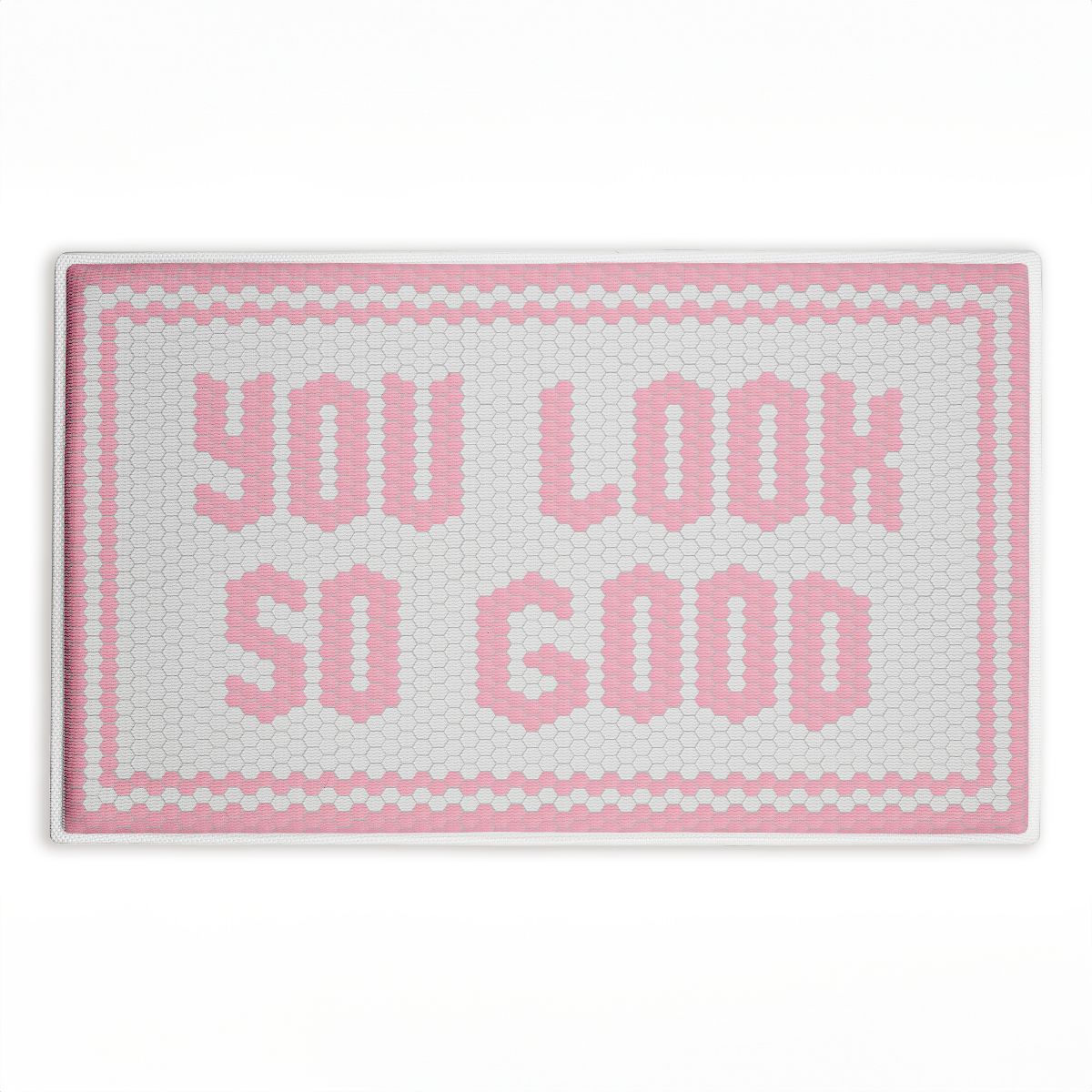 Stupell Industries Baby Pink You Look So Good Printed Plush Bath Mat and Bath Rug, Design By Lettered and Lined, Made in USA, 18"x30"