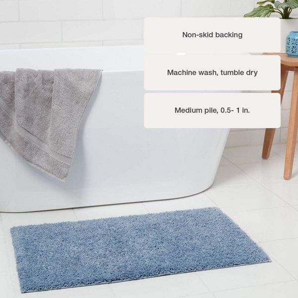 20"x34" Antimicrobial Bath Rug Aqua - Threshold™: Machine Washable, Latex Backed, Tufted Polyester