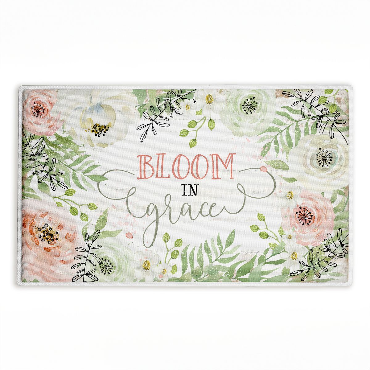 Bloom In Grace Printed Plush Bathroom Floor Mat, 30" x 18", Made in USA, Ready for Hanging, By Jennifer Pugh