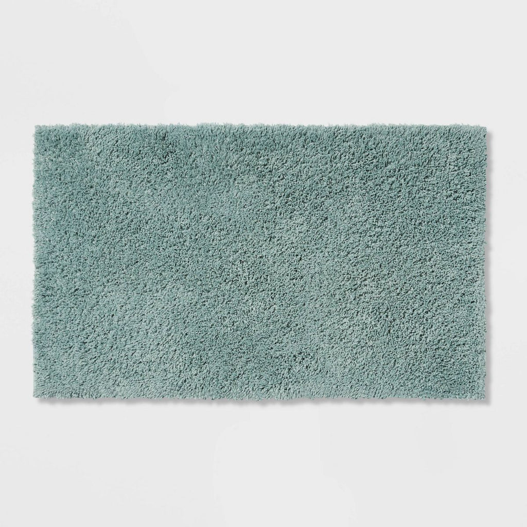 20"x34" Antimicrobial Bath Rug Aqua - Threshold™: Machine Washable, Latex Backed, Tufted Polyester