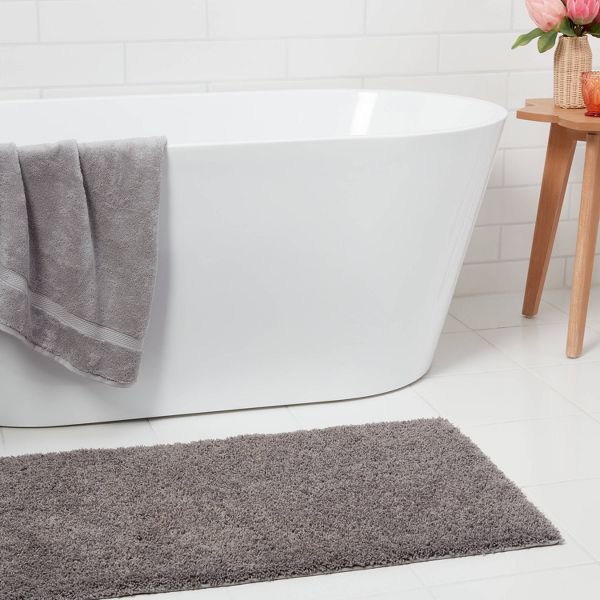 20"x34" Antimicrobial Bath Rug Aqua - Threshold™: Machine Washable, Latex Backed, Tufted Polyester