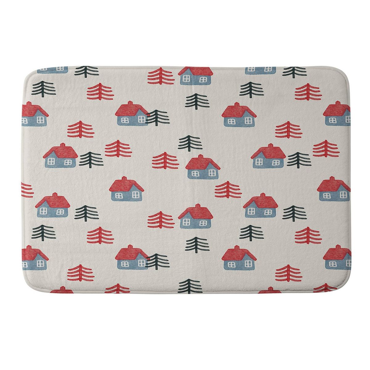 Alisa Galitsyna Christmas Eve Memory Foam Bath Rug White - Deny Designs: Holiday Bathroom Decor, Abstract Microfiber Mat