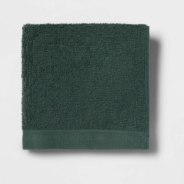 8pk Antimicrobial Washcloth Set Dark Green - Room Essentials™: Cotton Terry, Midweight, Machine Washable, Oeko-Tex Certified